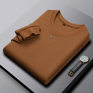 【新款熱賣】【果凍空氣層】新款春秋季新款長袖圓領純色輕商務簡約衛衣