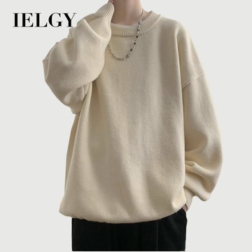 IELGY 毛衣男冬季新款寬鬆復古簡約百搭上衣