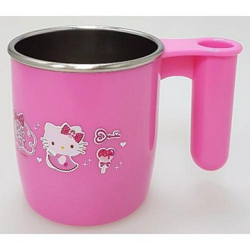 【震撼精品百貨】Hello Kitty 凱蒂貓 把手不鏽鋼杯附牙刷架42480 震撼日式精品百貨