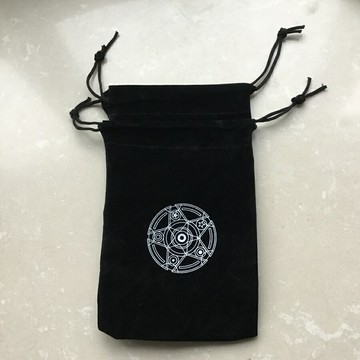 塔羅牌牌袋束口袋布袋五芒星黑色塔羅收納袋桌游配件絨布AltarBag