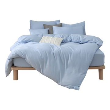 Blue Cat 藍貓 台灣製造 素色天絲纖維床包 + 兩用被套  186 x 105cm  淺藍色