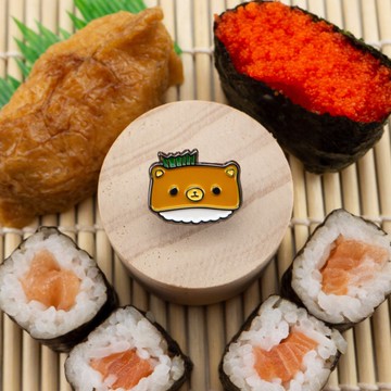 稻荷熊琺瑯別針