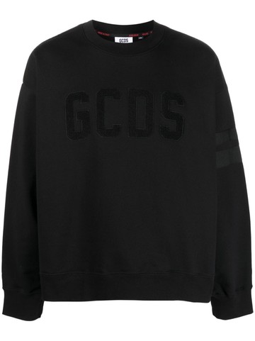 Gcds - flocked-logo cotton sweatshirt - men - Cotton - XS - Black