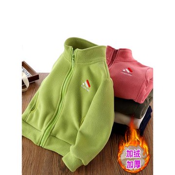 童裝兒童奧粒絨外套男童秋冬裝中大童加絨加厚棒球服洋氣女童上衣
