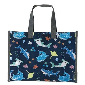 日本 ZOOLAND - 防水PVC手提袋/游泳包-海洋世界-深藍 (25x34cm)