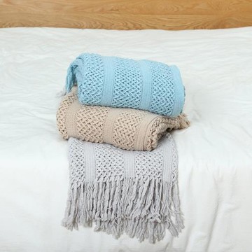 毯子民宿酒店床尾毯搭巾沙發毯 針織蓋毯鏤空毛線毯ins風小毯子