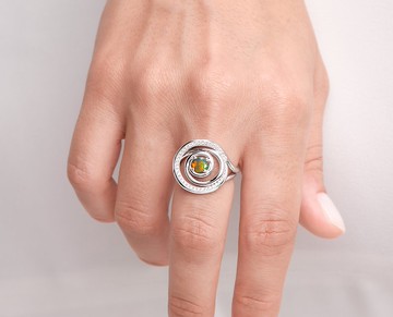 黑歐泊螺旋求婚訂婚鑽石戒指套裝 14k金圓環新娘結婚2合1戒指指環