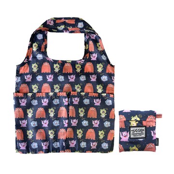 【HUGGER】摺疊購物袋 怪獸 (環保購物袋輕巧大容量寬肩帶可折疊收納)
