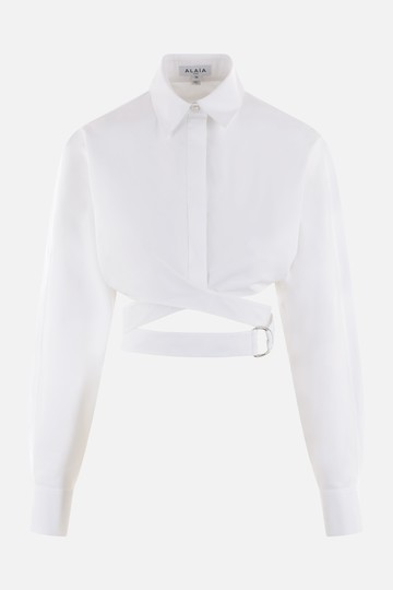 ALAIA Crossover Japanese poplin cropped shirt Woman
