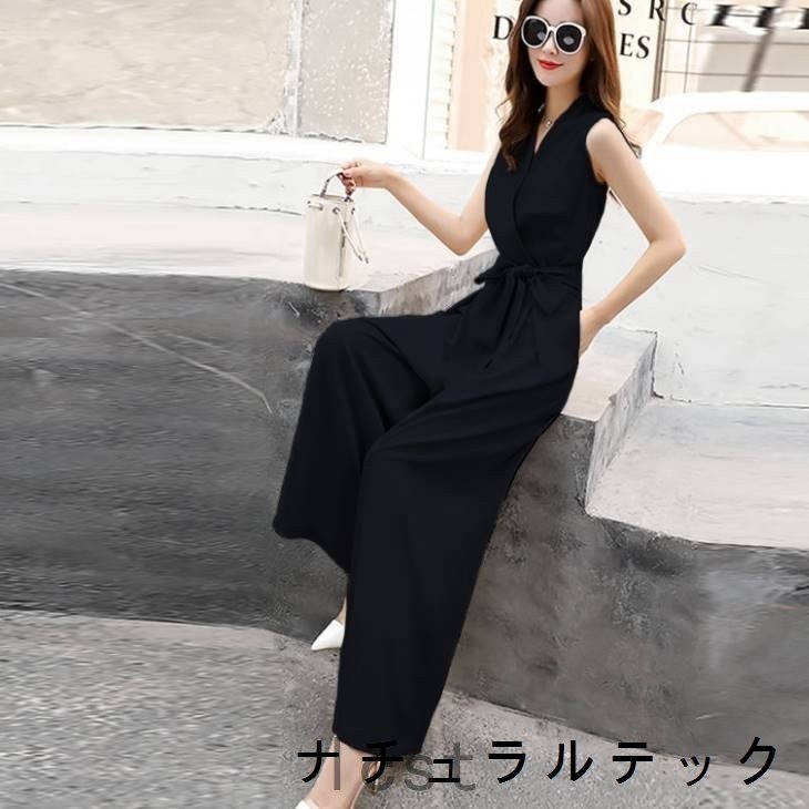 訳あり オールインワン レディース 夏 カジュアル 新作 夏服 夏コーデ デニム ジャンプスーツ コンビネゾン ロングパンツ ウエストゴム ワイドパンツ  大人可愛い 韓国