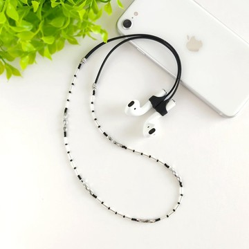 【無線耳機專用*珠飾頸繩/SILVER】AirPods 耳塞式 麵條型 耳機 項鍊