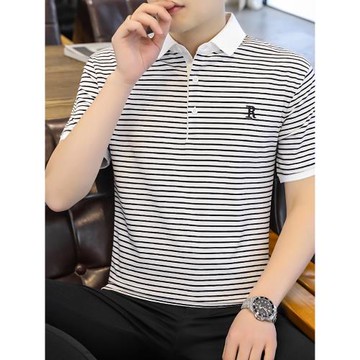 純棉刺繡冰感透氣男士短袖翻領POLO衫t恤2025夏季新款時尚潮流男T