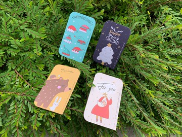 聖誕小卡經典/嗨嗨四件套組   -洛可可草莓手創明信片