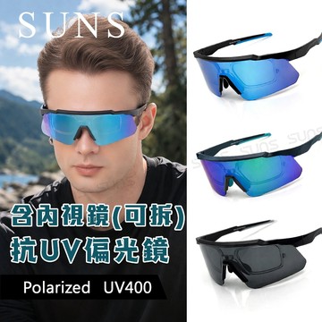 【新品】頂級運動偏光太陽眼鏡 含內視鏡 頂級REVO電鍍墨鏡 抗UV400/抗藍光/路跑/自行車 S0217