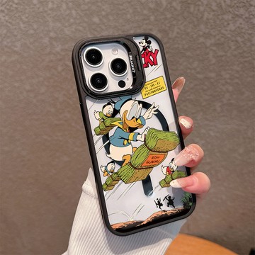 飛天唐老鴨適用蘋果17/16promax手機殼iPhone15plus磁吸殼14pro亞克力13鏡頭支架12防摔11硬殼