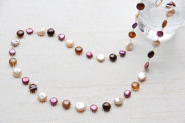 錢幣形珍珠石項鍊 條紋瑪瑙 (14kgf)