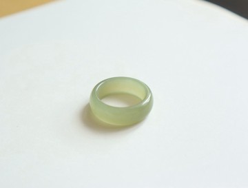 天然和田玉指環戒指 晴水料戒指 純手工雕刻 料子細膩油潤 18mm