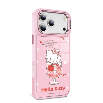 三麗鷗iPhone 全系列軍規防摔合金框隱形立架手機殼-汽水凱蒂