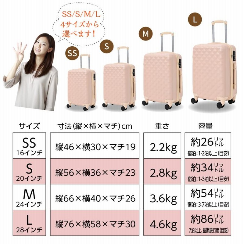 ダイヤ柄 スーツケース SSサイズ 16インチ TSAロック 送料無料 ダイヤ柄 スーツケース SSサイズ 16インチ TSAロック 送料無料