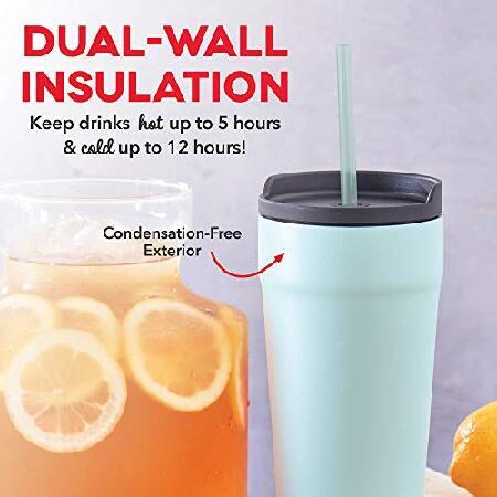 DASH 20oz Tumbler with Spill-Proof Lid and Straw, Stainless Steel Vacuum Insulated Coffee Tumbler Cup, Double Wall Powder Coated Travel Mug (Pack of