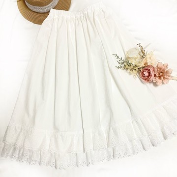 蕾絲荷葉邊純棉襯裙 (內搭裙)