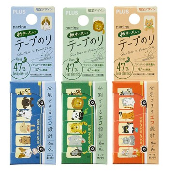 捲軸雙面膠 PLUS 紙盒立可貼 動物巴士限量版 6mm X 9M (3款/組)【領券滿額再折千7/31止】
