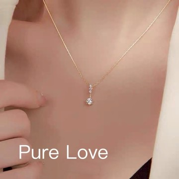 Pure Love樂芙 / 正韓 銀飾【S925純銀】N0942簡約通體純銀項鍊一字單鑽鋯石鎖骨鏈 短項鏈 / 金 銀