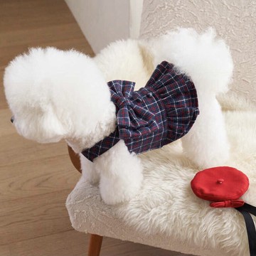 寵物服飾-英倫風短版 Merry Ribbon-洋裝韓國it’s 寵物衣服 狗狗衣服 狗狗洋裝