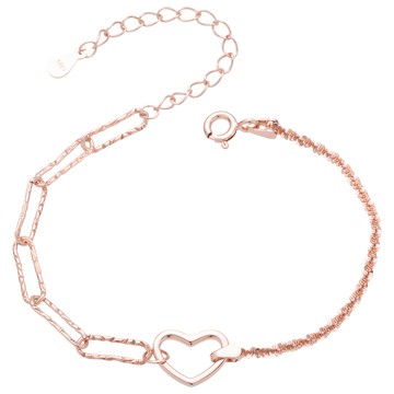 MARIGOLD 為你心空925純銀雙邊手鍊  玫瑰金  腕圍：13.5cm 延長鍊：4cm