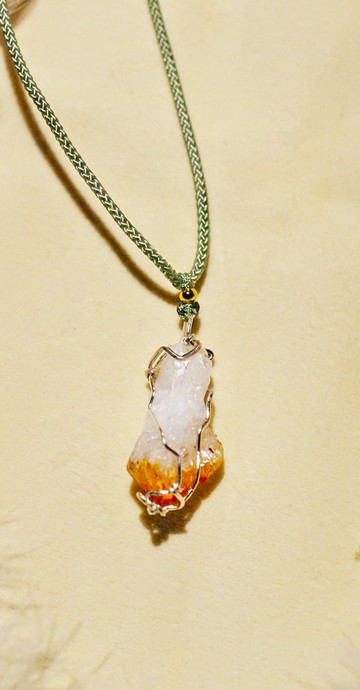 純手工製作純銀黃鈦晶吊墜