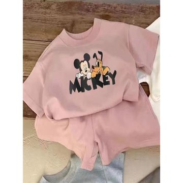 2025夏款寶寶短袖短褲套裝韓系休閑套裝短袖卡通印花休閑兩件套潮