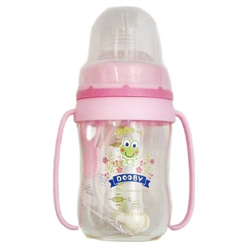 DOOBY 大眼蛙 寬口防脹奶瓶  粉紅色  180cc  1個
