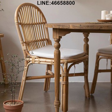 公司貨 免運速發 開立發票 茶桌椅組 餐桌椅組 飯桌 中古風藤編餐椅 民宿家用小眾設計師款復古餐桌椅子舒適