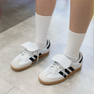 ADIDAS SAMBA LT 翻蓋鞋舌 白黑 麂皮 皮革 休閒鞋 IG4279