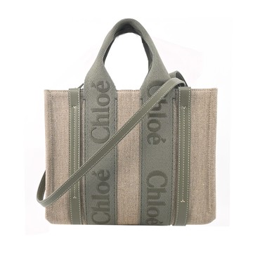 Chloe Woody tote bag 新款帆布兩用托特包(小號/墨綠)