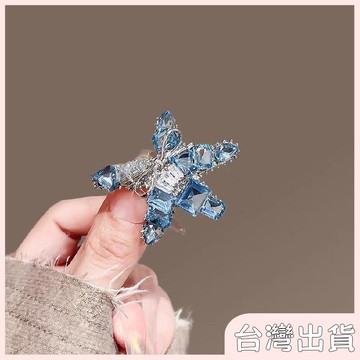 ✨臺灣出貨✨【飾飾如意】精緻藍色水晶海星髮夾高級感發卡側邊鴨嘴夾子氣質碎髮劉海夾髮飾