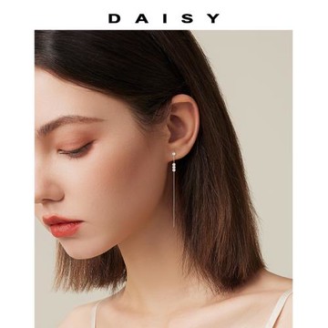 999純銀流蘇耳環女顯臉瘦長款耳線高級氣質法式珍珠耳釘小眾耳飾