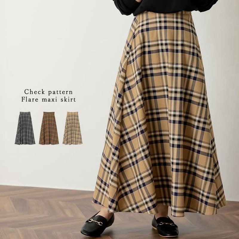 スカート レディース フレアスカート マキシスカート チェック柄 タータンチェック ウエストバックゴム ロングスカート 低身長向け 22春夏 通販 Lineポイント最大0 5 Get Lineショッピング