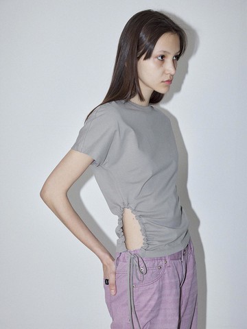 SIDE HOLE STRING T-SHIRT [BEIGE]
