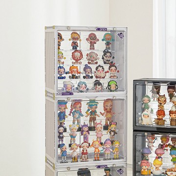 日本霜山 磁扣前開式可層疊公仔模型展示盒(大款)-3入-多色可選