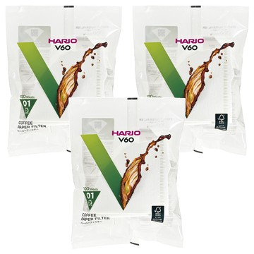 HARIO 好璃奧 錐形咖啡濾紙 VCF-01-100W  100張  3包
