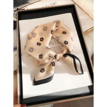 真絲絲巾小方巾女百搭秋冬100%桑蠶絲發帶小絲巾時尚小領巾配襯衫