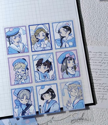 Sail (1) ちびっこ水兵 塩顏繪畫 PET 割型貼紙 (kiss-cut)