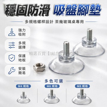 台灣出貨✨ 螺絲桿吸盤腳墊 茶幾玻璃固定墊 藤椅家具防滑腳 桌子移動保護墊 M4M6M8規格 多種尺寸選擇