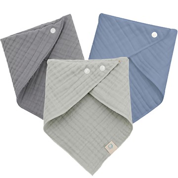 GGOOMDUBOO 男童用三層紗布圍兜組 40cm*19cm  綠色 + 藍色 + 灰色  1組