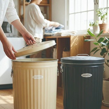 日本 OBAKETSU 手工製附輪垃圾桶 33L(送垃圾袋環) - 銀色