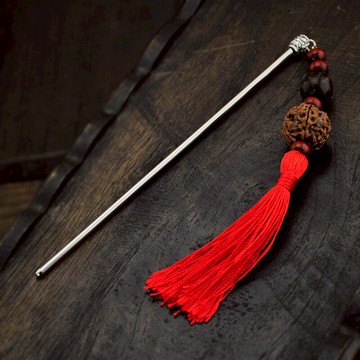 復古發飾金剛菩提檀木流蘇古風步搖流蘇發簪女節日喜慶開運本命年