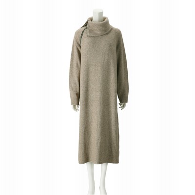 Anne Coquine キャメル混ファスナーオフタートルニットワンピース 通販 Lineポイント最大get Lineショッピング