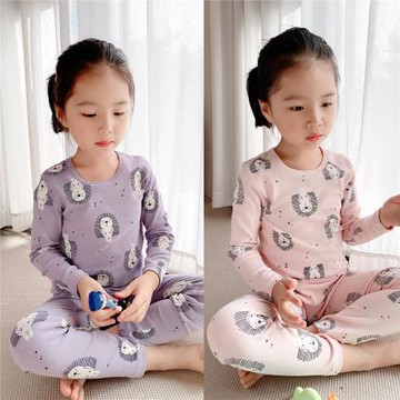 澳洲長絨棉 兒童秋衣套裝 男童女童羅紋純棉內衣兩件套 睡衣 秋冬
