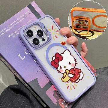 財運KT 磁吸手機殼 金屬鏡頭支架 保護殼 適用於iPhone 17 16 15 14 13 12 11 Max防摔殼